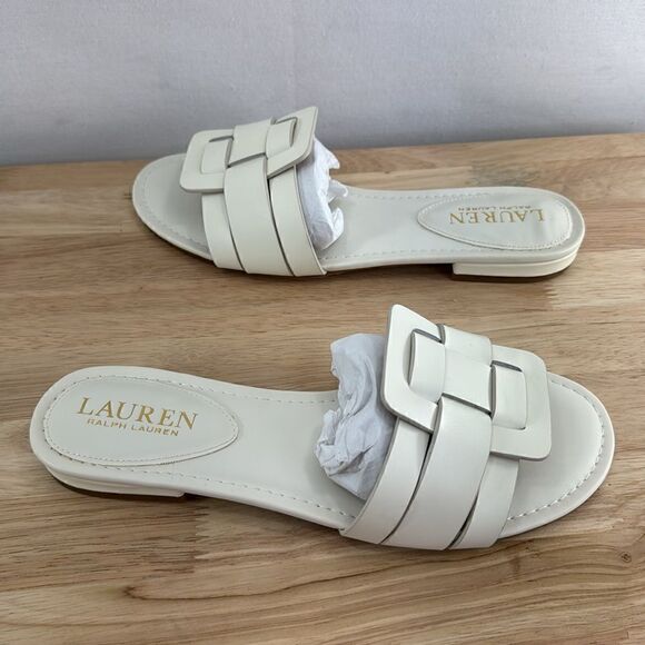 Lauren Ralph Lauren Emerey Leather Sandal- Cream- Size 7B- N IB - Picture 5 of 8